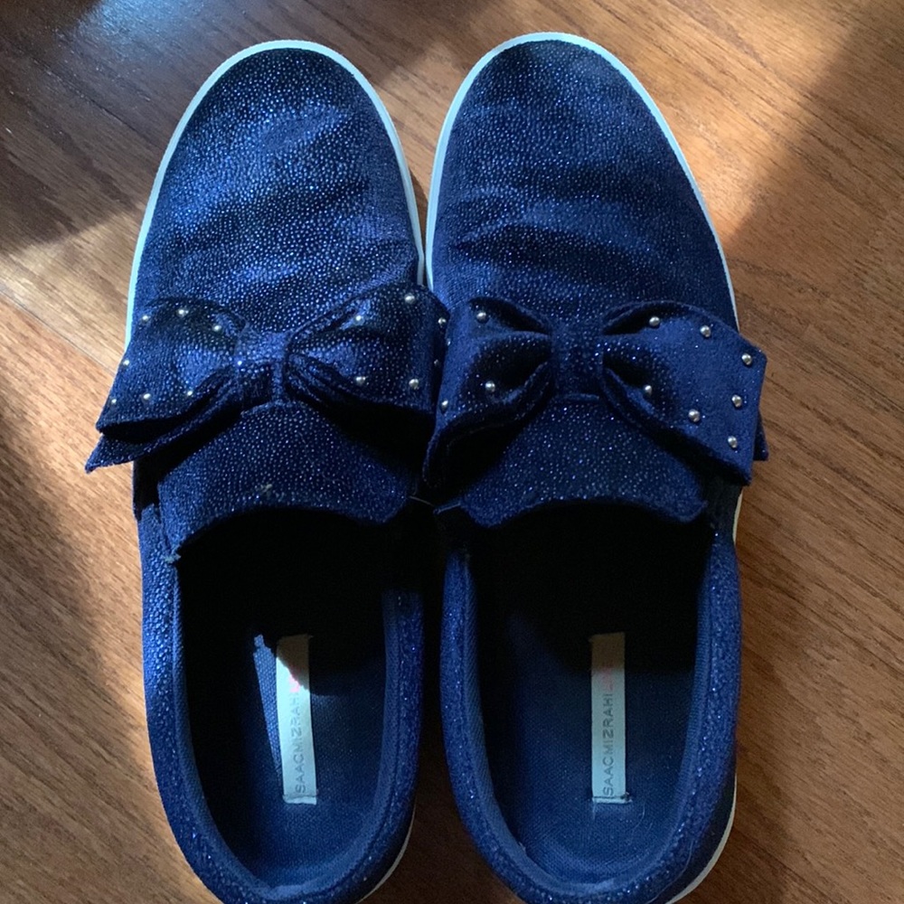 Isaac Mizrahi Sparkly Blue Slip On Loafers
